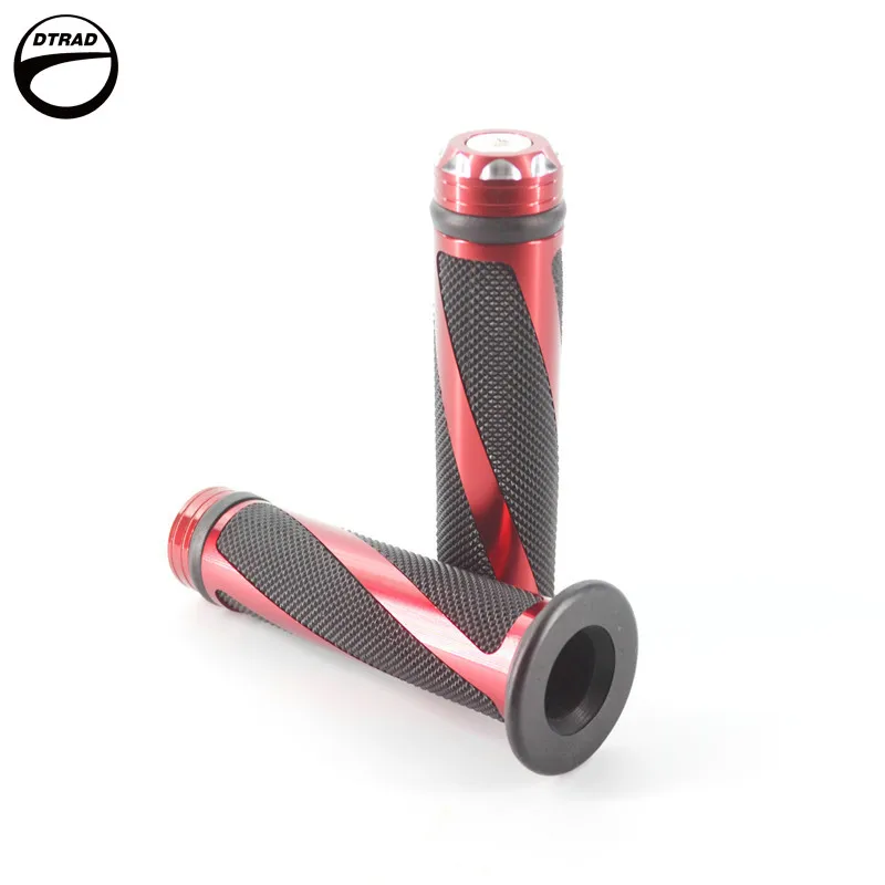 Universal 7/8" 22mm Motorcycle Handlebar Grips motocross CNC Aluminum& Rubber GEL Handle Bar Grips - Цвет: RED