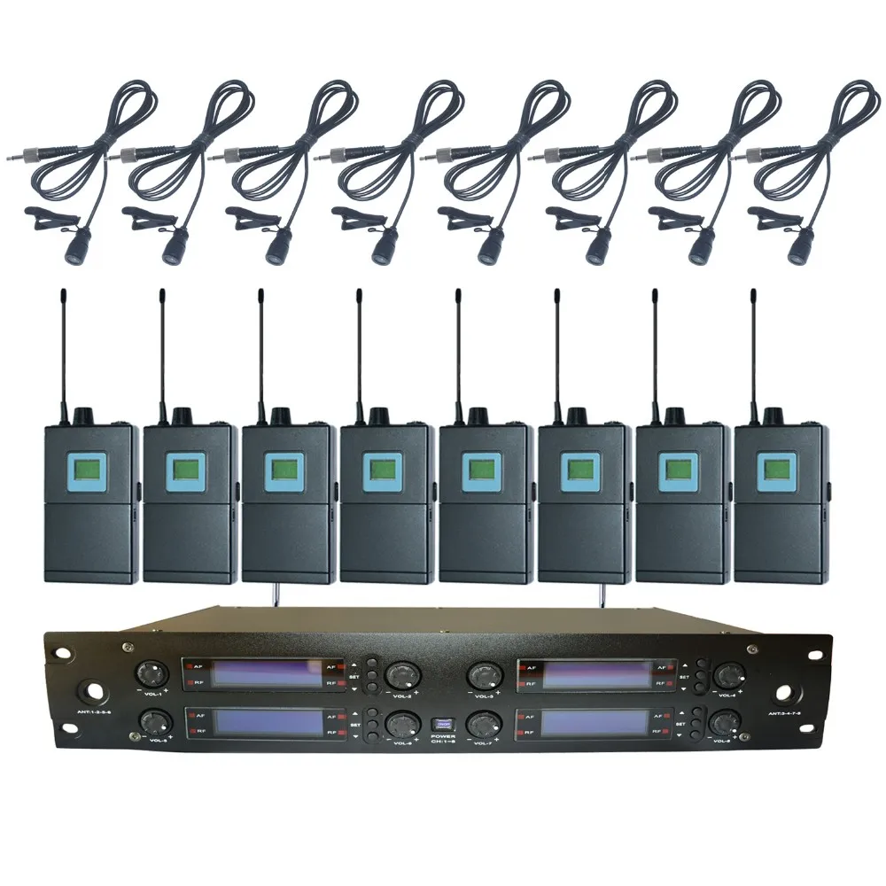 U8008-OK-1B-LM-9703 UHF Настоящее разнообразие восемь каналов беспроводной микрофон системы петличный микрофон передатчик