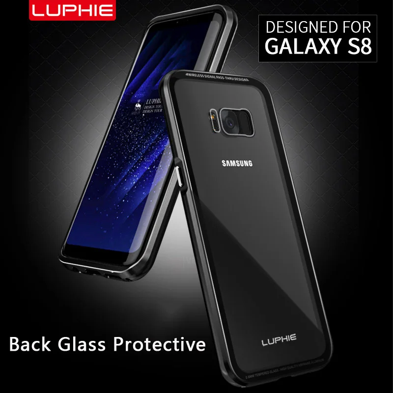 imágenes para Luphie marca case de aluminio marco de metal cubierta posterior para samsung galaxy s8/s8 plus + 9 h vidrio templado transparente imágenes para Luphie marca case de aluminio marco de metal cubierta posterior para samsung galaxy s8/s8 plus + 9 h vidrio templado transparente