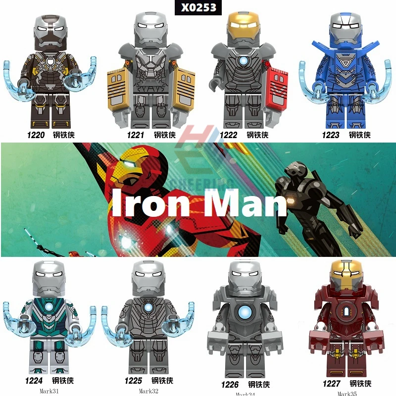 

20Pcs Super Heroes Series Iron Man Plastics Bricks MK25 MK24 War Machine Building Blocks For Children Christmas Toys Gift X0253