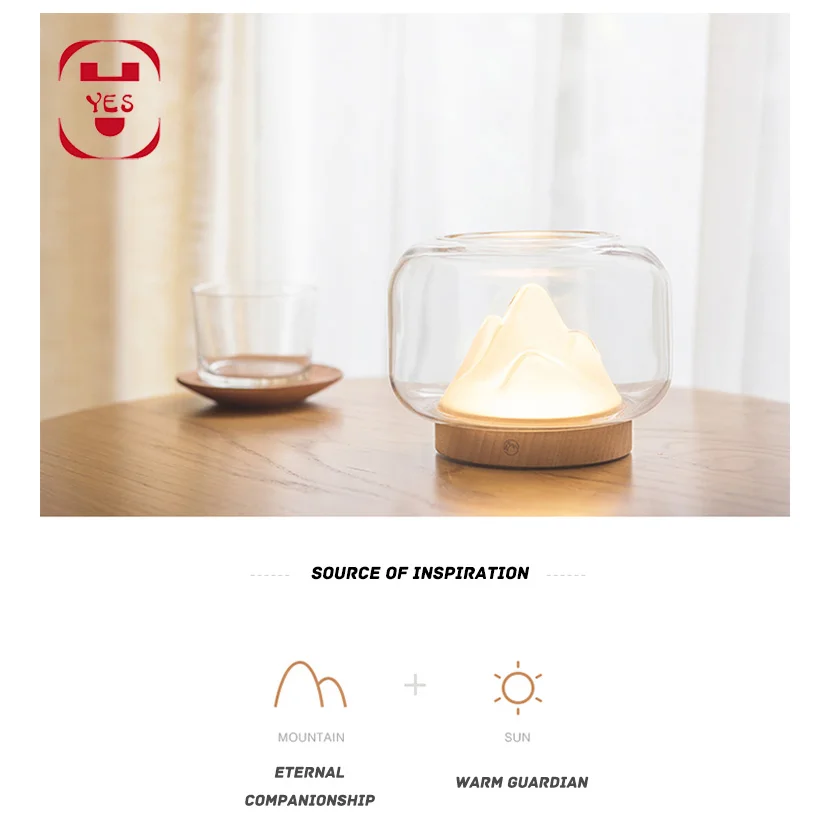 

1Black Technology Warm Mountain Night Light Bedside Desktop Table Lamp Luminous Fish Tank Flower Decoration Jewelry Unique Gift