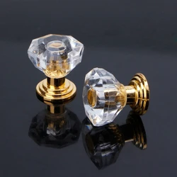 10PC Diamond Shape Crystal Glass Cabinet Knob Drawer Pull Handle For Jewelry Box