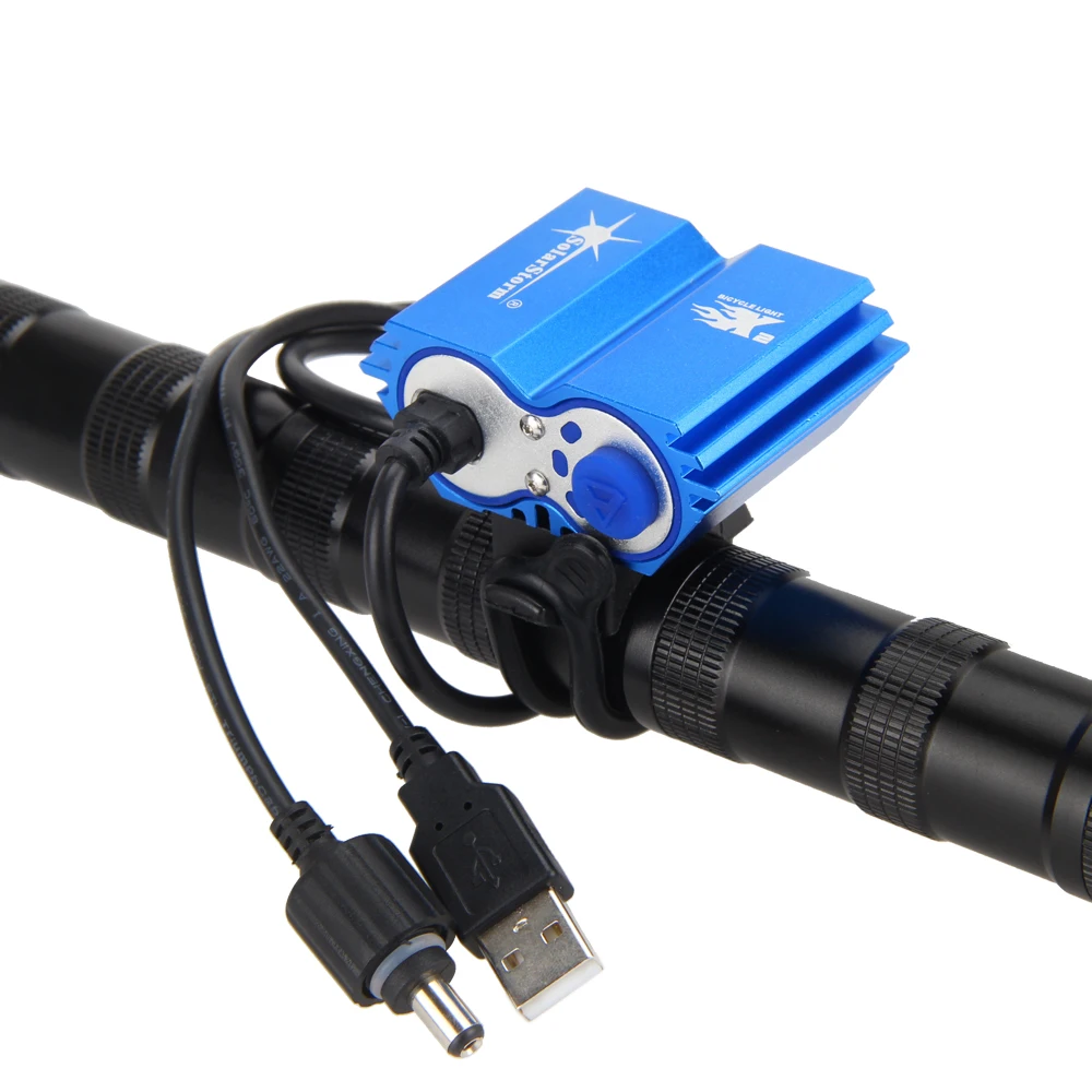 Clearance 5000 Lumen Bike Headlight 2x XM-L2 LED Light USB Bicycle Cycling Light USB Port Lamp+6400 mAh Battery +Charger+Laser Taillight 12