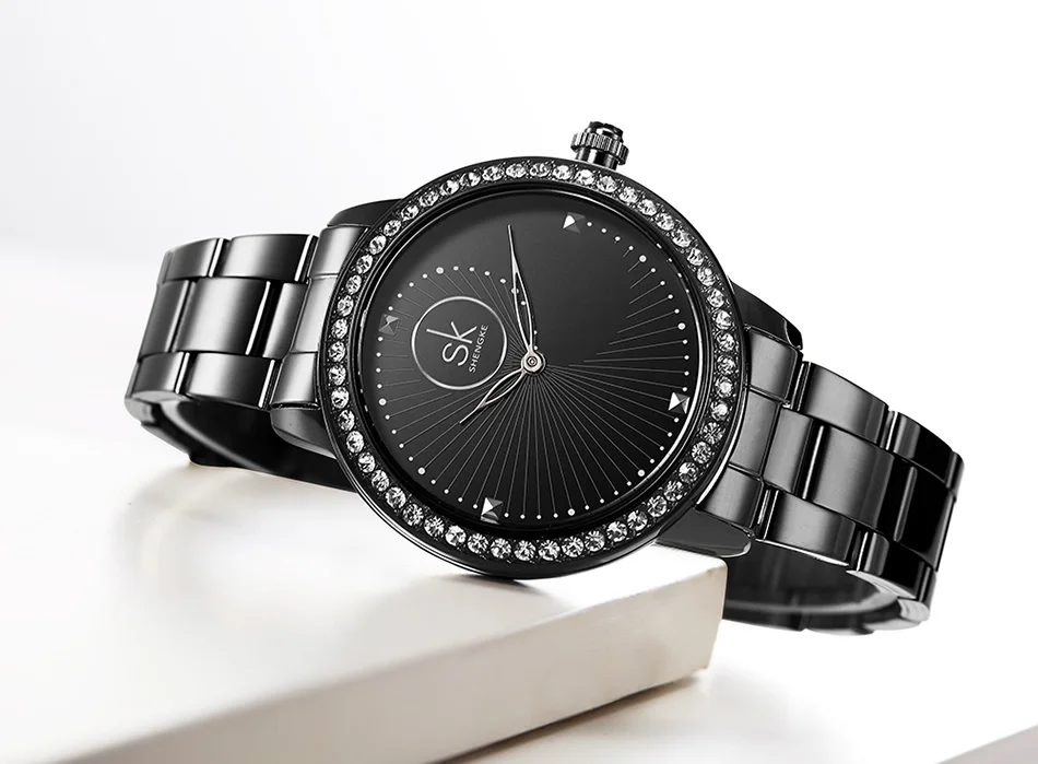 SK часы-браслет для женщин Топ бренд класса люкс кристалл дамы кварцевые наручные часы для женщин нержавеющая сталь часы для женщин Relogio Feminino