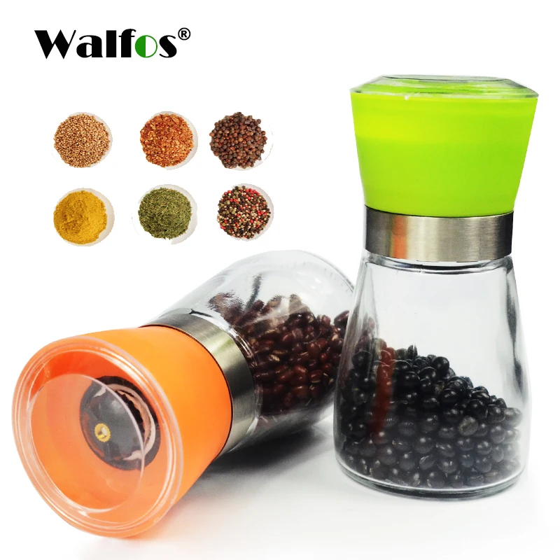 

WALFOS Pepper Grinder Mill Plastic Glass Salt Herb Spice Hand Manual Pepper Mill Cooking BBQ Seasoning Mills Kitchen Tools