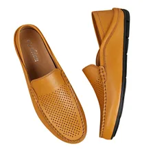 Мужские лоферы с перфорацией; кожаные летние повседневные удобные повседневные Лоферы для вождения; мужские нескользящие спортивные туфли; 40J8