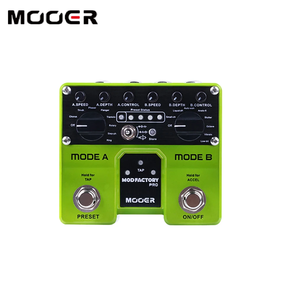 MOOER Mod Factory Pro 2 отдельные обрабатывающие модули, содержащие в общей сложности 16 эффектов модуляции гитарных эффектов