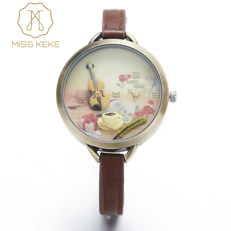 Женские часы Miss Keke Clay милые мини с золотой гитарой женские женская модель