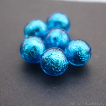 

10Pieces /lot 8mm 10mm 12mm 14mm 16mm Glass lampwork beads White Foil Ocean blue Color for jewelry &DIY Craft