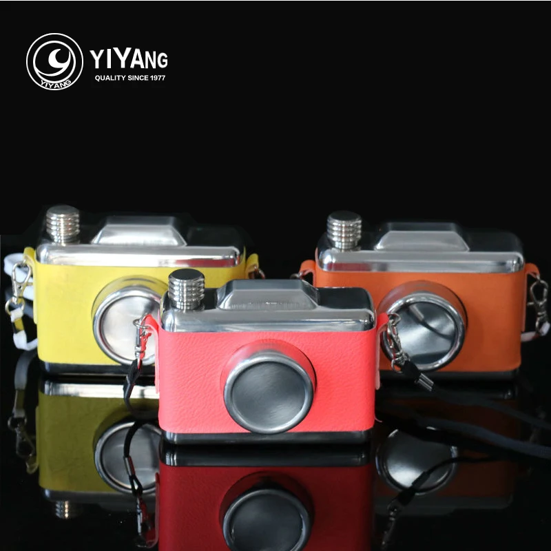 Personalized 11oz Camera Shape Stainless Steel Leather