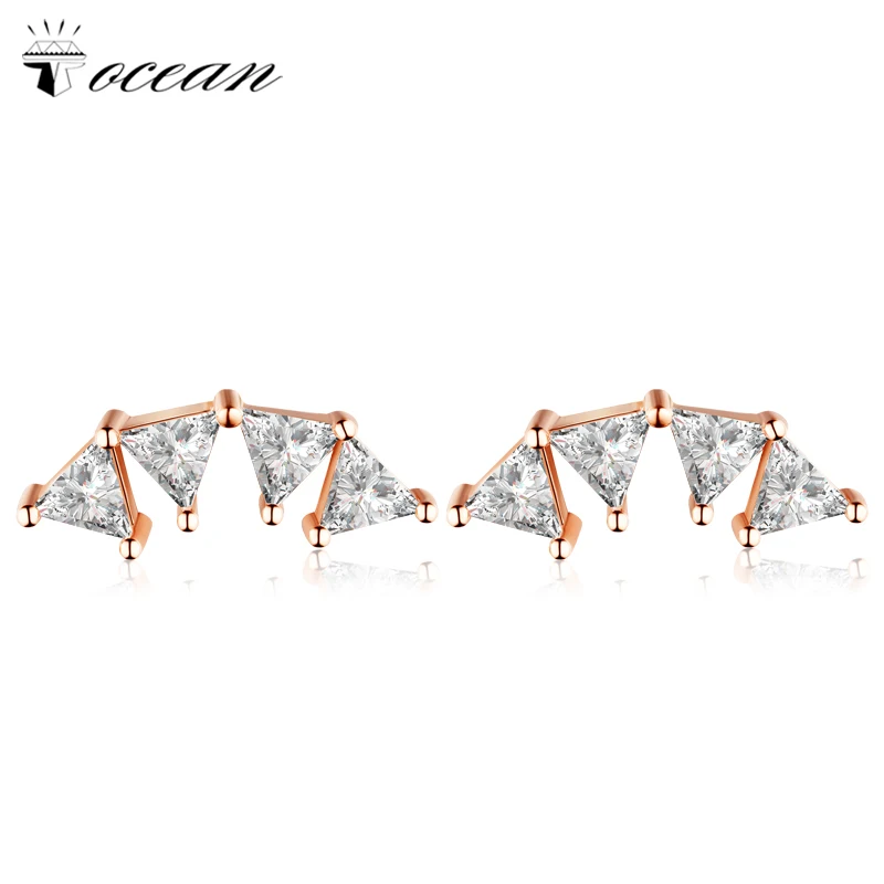 

Tocean Rose Gold Color Triangle Cute Romantic Jewelry Wedding Stud Earring for Women AAA Zircon Engagement Accessories Gift a428