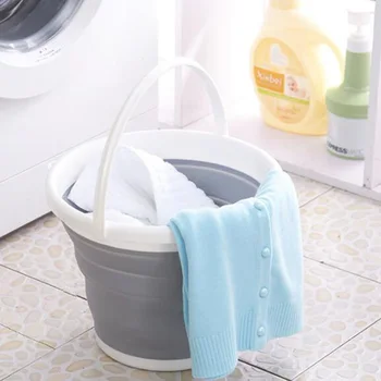 

12pcs/lot 10L Folding Bucket Bathroom Outdoor Fishing Bait Folding Round Portable Car Wash Tool High Quality