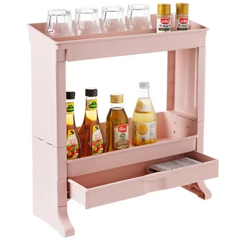 

Double drawer condiment rack kitchen condiment shelf plastic multilayer shelf condiment rack LU42014