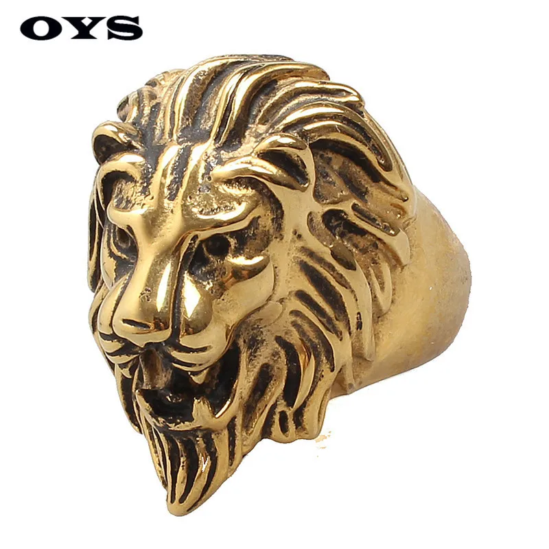 font b Titanium b font Steel Lion Head font b Rings b font For Men