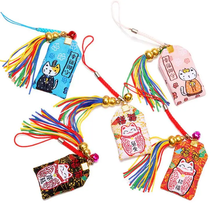 1 шт. Kawaii японский Omamori Cat Lucky Hapiness кулон держатель для ключей мальчик семья ребенок подарок вечерние сувениры