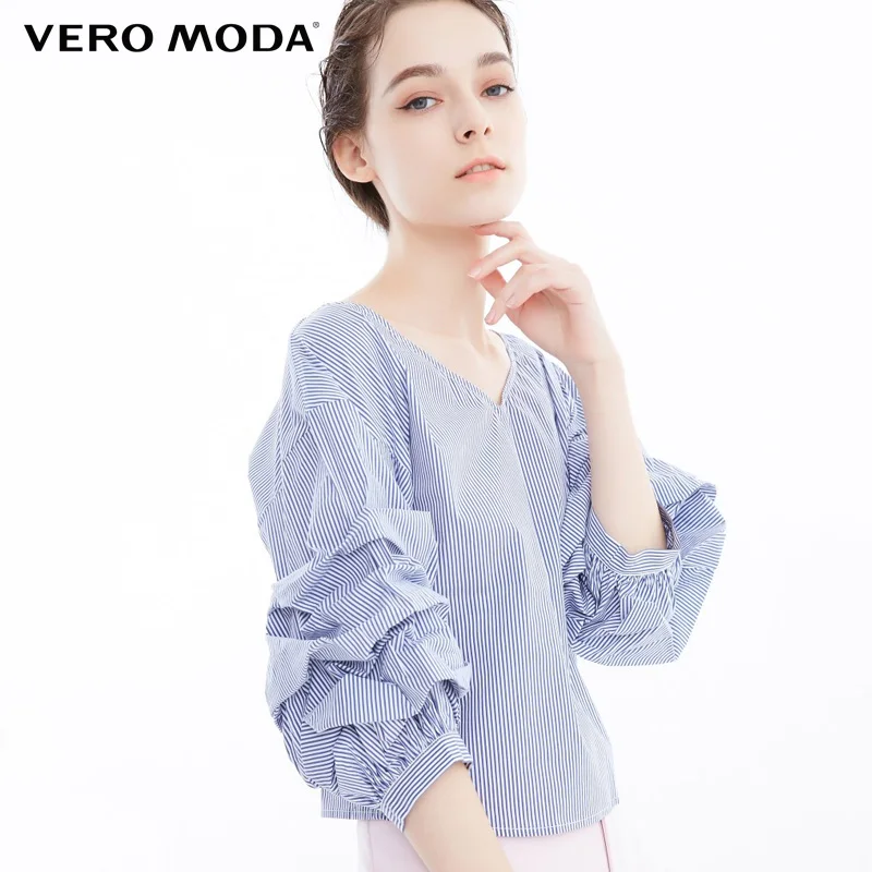 

Vero Moda 2019 Women's Spring & Summer Striped V Neckline Shirt |31826X514