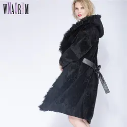2019 овечья овчарка Женская самовыращивание зимнее пальто зимние сексуальные пижамы раздел натуральный мех пальто, мех ягненка шляпа пальто