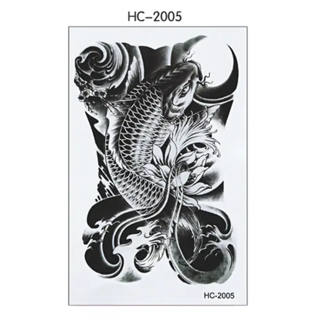 Us 138 31 Offhot Men Women Fish Temporary Tattoo Sexy Oriental Carp Beauty Waterproof Arm Sticker Fake Arm Sleeve Body Shoulder Tattoos 2pcs In