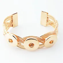 Новые 18 мм украшения Роза цвета: золотистый, Серебристый браслет с украшением в виде кнопки цветок корона запонка браслет для Для женщин Для мужчин ювелирные изделия