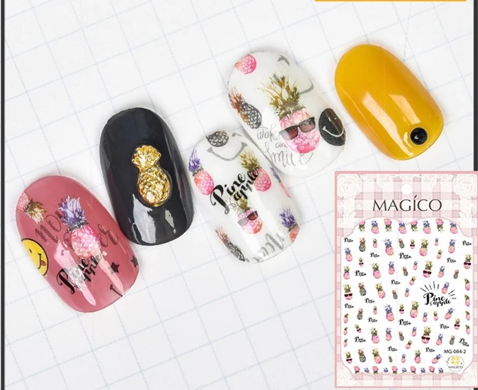 Newest Mg 084 2 Pink Pineapple 3d Nail Art Sticker Nail Decal Stamping Export Japan Designs Rhinestones Decorations Stickers Decals Aliexpress