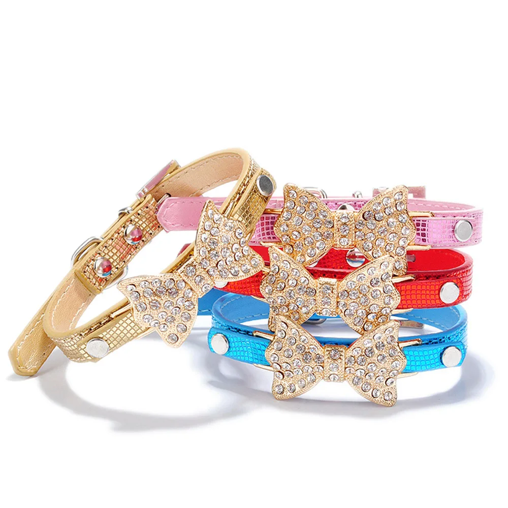Cats Collars Dogs Rhinestone Bow Breakaway Animals Accessories For Pet