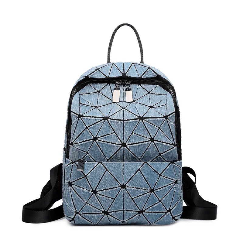 

2018 Women Cowboy Backpack Geometric Plaid Sequin Female Backpacks For Teenage Girls Bagpack Holographic Drawstring School Bag