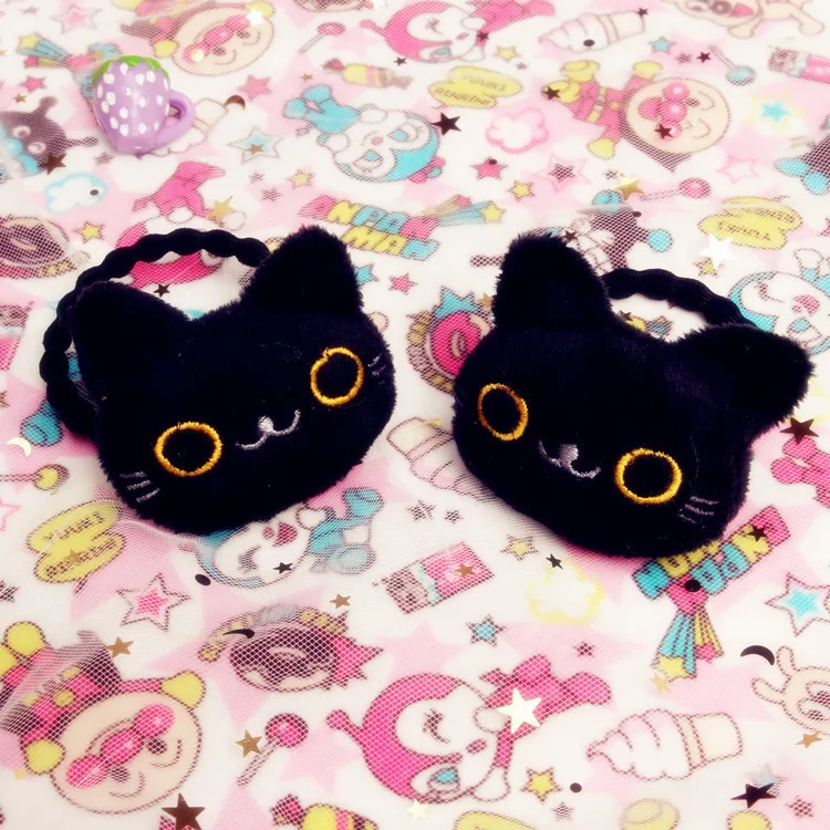 

1PC New Cute lack Cat Children Hair Ropes Elastic Rubber Hair Band Baby Headwear Kids Headdress Girls Hair Accessories