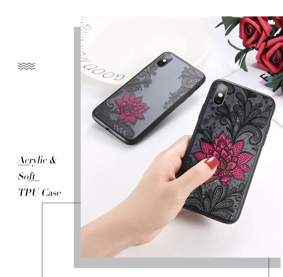 KISSCASE black rose чехол для iPhone 7/8/X/XR/6/6 S Plus чехол для iPhone 7 Plus/8 плюс/XS MAX/5 5S SE чехол/футляр/Coque/Fundas чехол на айфон 7 чехол на айфон 6 s