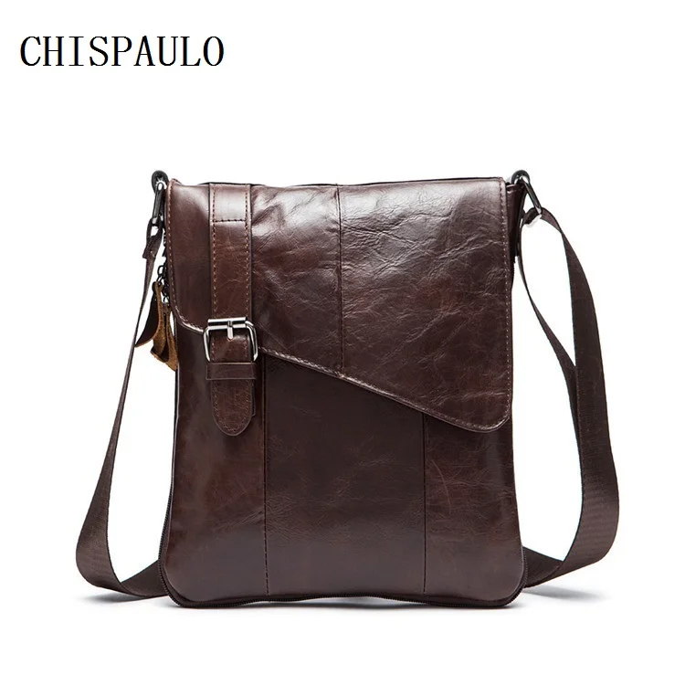 

CHISPAULO Genuine Leather Bag Fashion Handbags Cowhide Oil Wax Crossbody Bag Men's Leather Bags NEW Dispatch Travel Tote T670