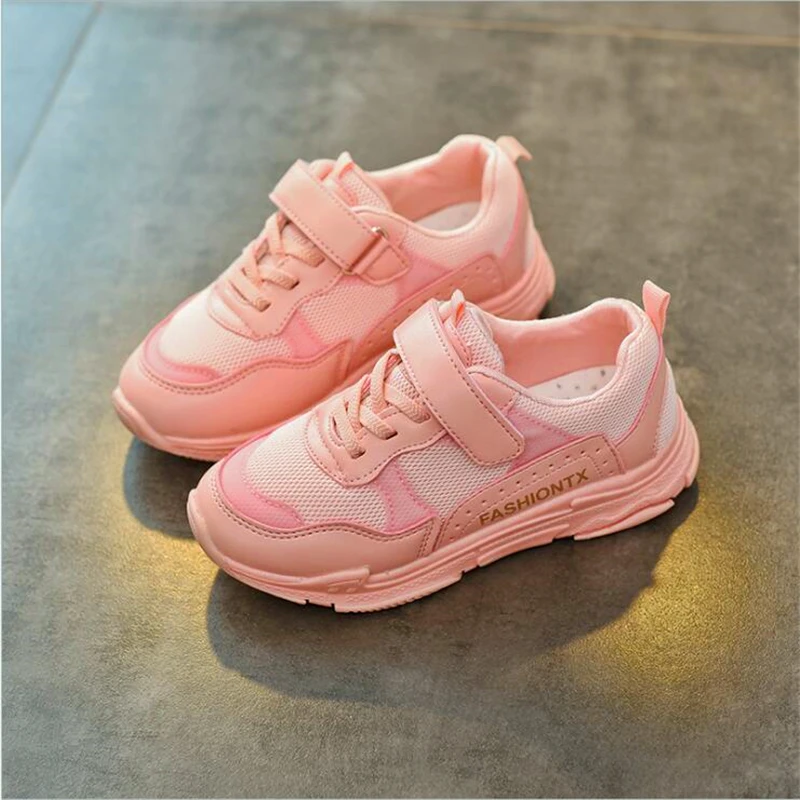 

2020 autumn new fashionable net breathable pink leisure sports running shoes for girls white shoes for boys brand kids shoes