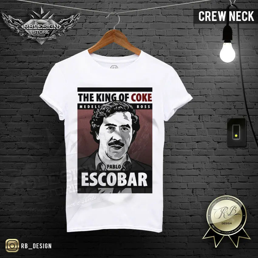 2019 Модные мужские Pablo футболка Escobar наркобарона кокаин белая Медельине 782 с