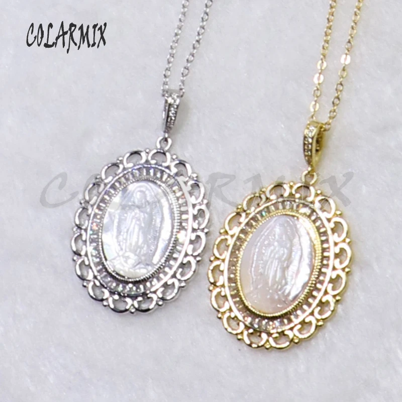 

Fashion jewelry charms pendant necklace &white shell pendant Mix color oval pendant necklace gift for lady 5184