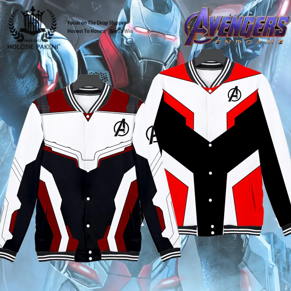 Avengers Endgame Cosplay Costumes Women Men Superhero Quantum Realm Baseball Uniform Daily Casual Sportswear Coat Tops