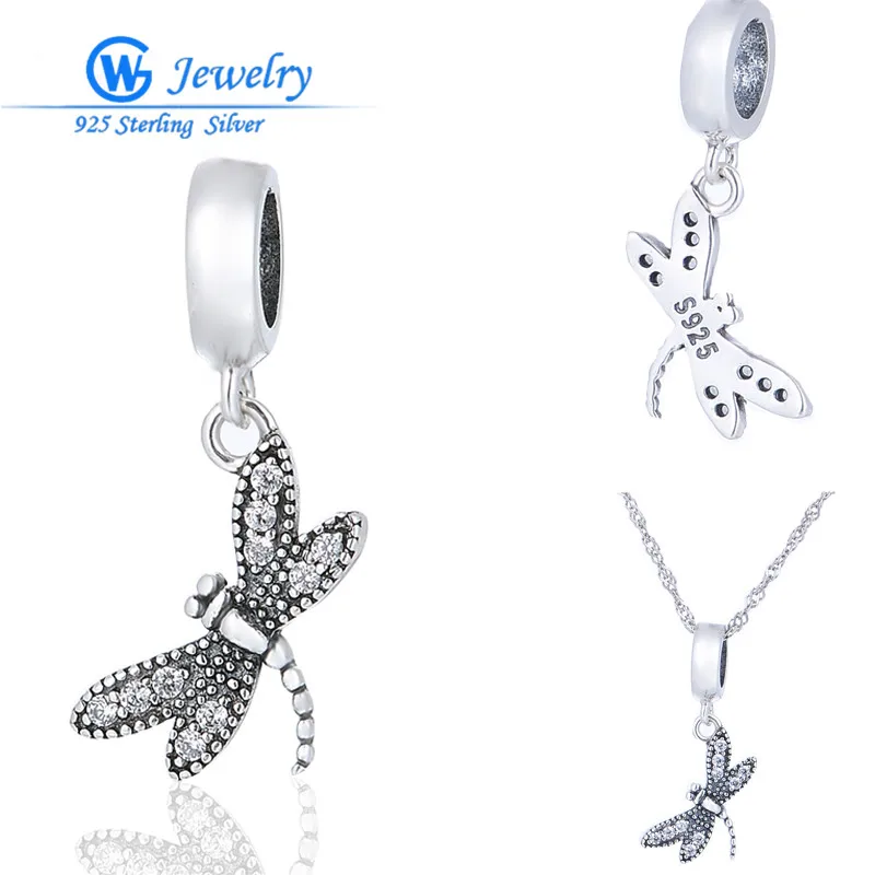 

GW Fashion Jewelry 925 Charm Valentine's Day Gifts Real Clear Crystal Jewelry Butterfly Charms Pendant S169H10
