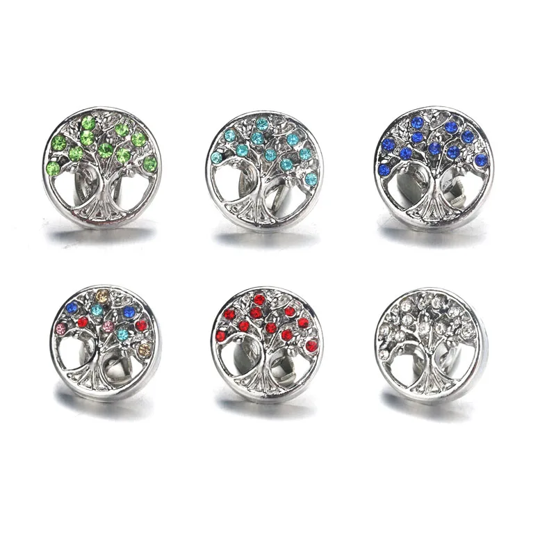 

10pcs/lot Tree of Life Snap Button Jewelry Mixed Colors Metal 12mm Snap Buttons fit Snap Bracelet Bangles women Jewelry 011615