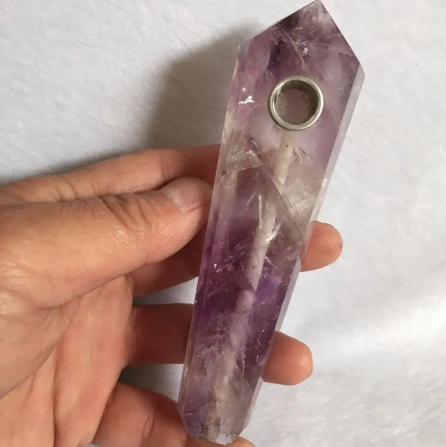 Natural amethyst Gemstone Crystal Rock Wand Smoking Pipes Cigarette