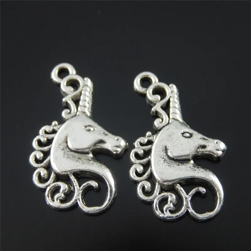 

Julie Wang 5-30PCS Mini Unicorn Head Charms Antique Silver Alloy Pendant Handmade Hanging Crafts Jewelry Making Accessory