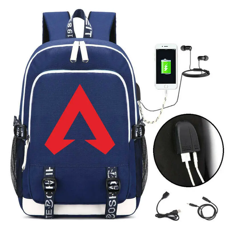 Горячая игра Apex Legends рюкзак для мужчин и женщин USB сумки через плечо дорожные сумки для ноутбука школьные сумки для подростков Модные Сумки для работы - Цвет: Blue  2
