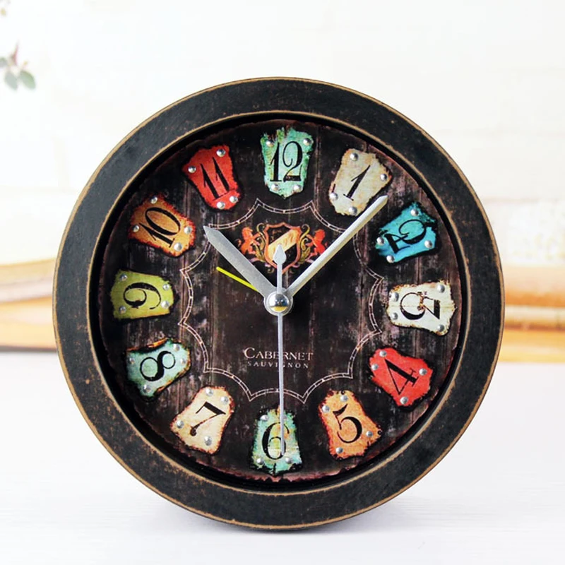 OUYUN New Fashione Europe decorative vintage Wooden Alarm Clock desktop antique table clocks For