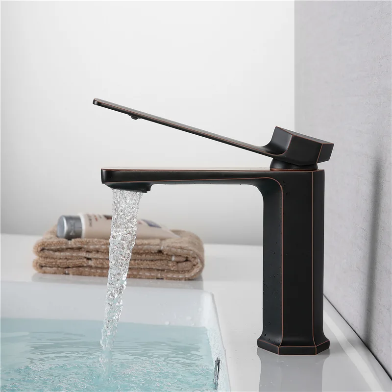 

The new 2018 copper hot and cold water tap The stage basin ORB hexagonal tap faucet deck mounted basin faucets single hole