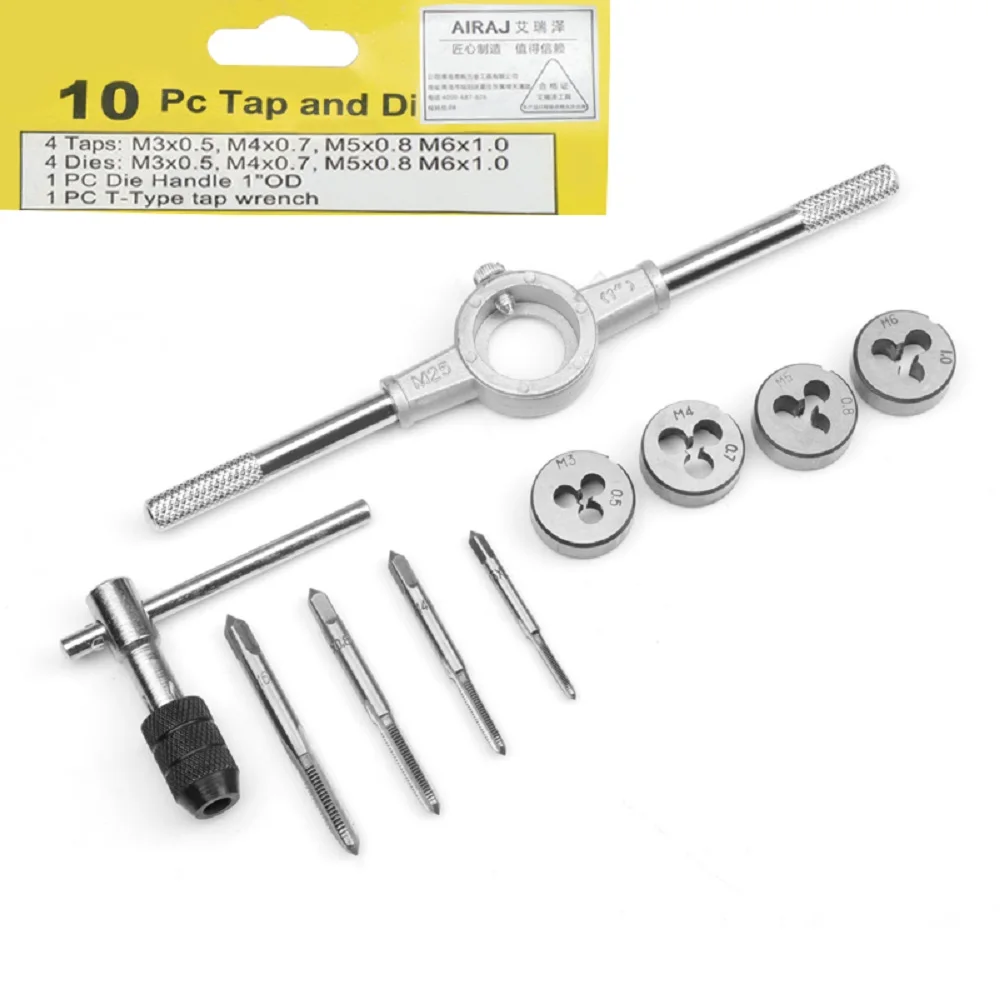 

AIRAJ Tap and Die Set 1/16"-1/2" Consisting of Alloy-steel Hardness(60-62) Threading Plugs Drilling Screw Metric Tap Set Tool