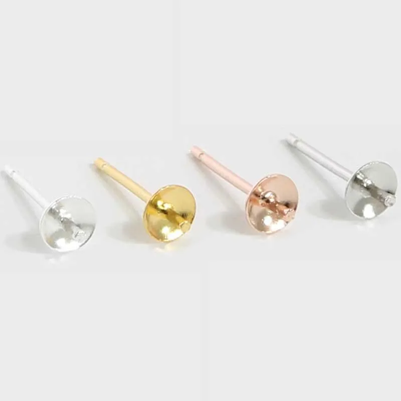 1 Pair STERLING SILVER EARRING EAR STUDS 5mm CUP PEG /& POST FOR PEARL OR BEAD