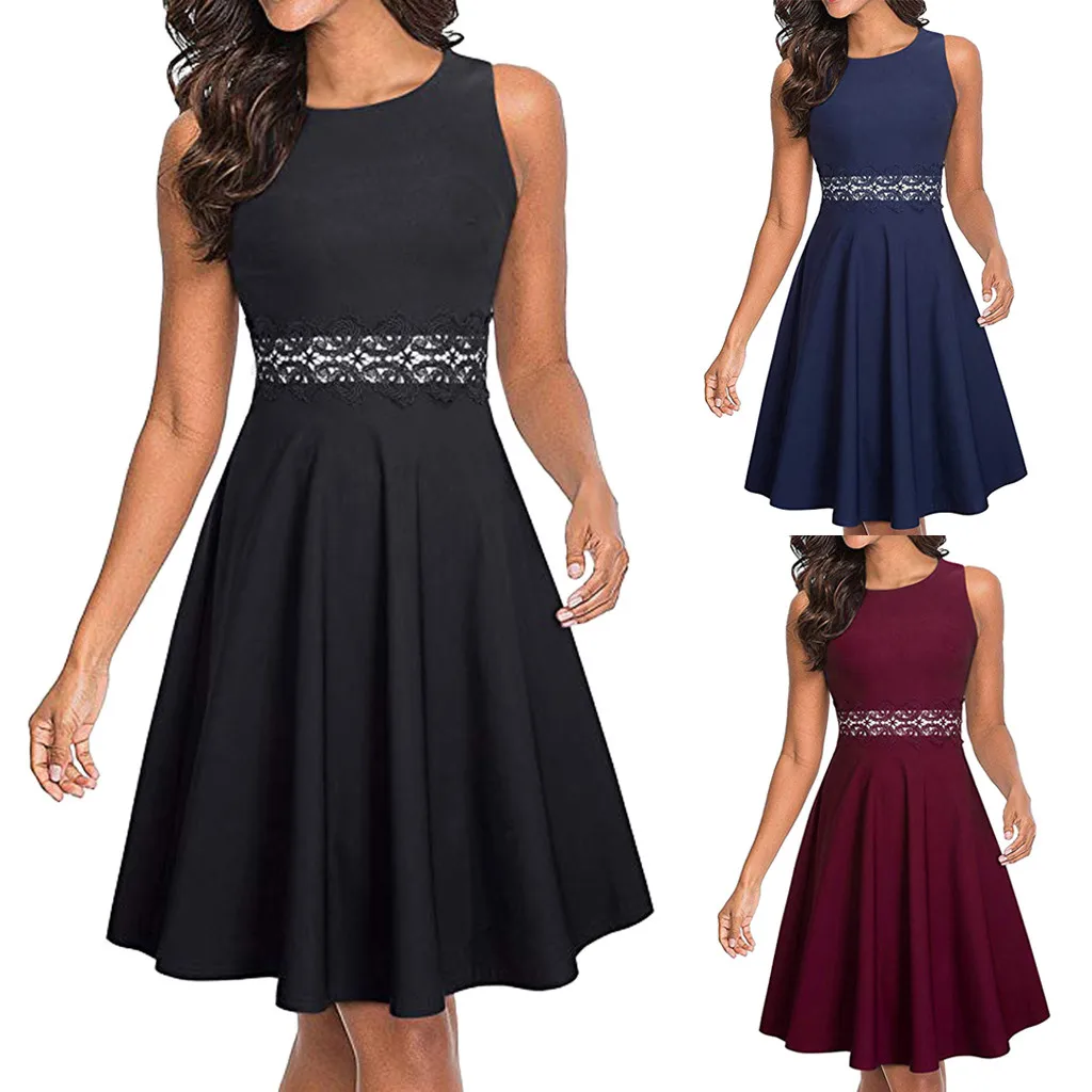 

2019 summer dress Women's Sleeveless Cocktail A-Line Embroidery Party Summer Wedding Guest Dress vestidos de fiesta de noche 30