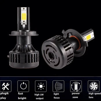 

pair 9005 9006 9006 HB3 HB4 HB5 LED headlight bulb with fan 60W 6600Lm COB H4 H13 led light bulbs 12 volt 6000K