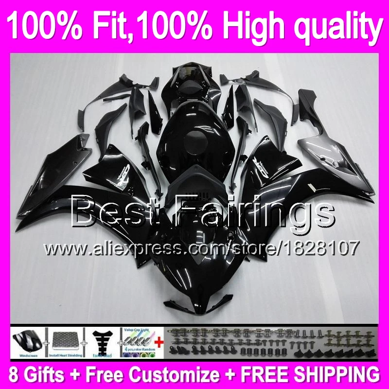 

ALL Black Fairing For HONDA CBR1000RR 12-13 CBR1000 RR Glossy black 41B1 CBR 1000RR 1000 RR 12 13 2012 2013 Injection +decal