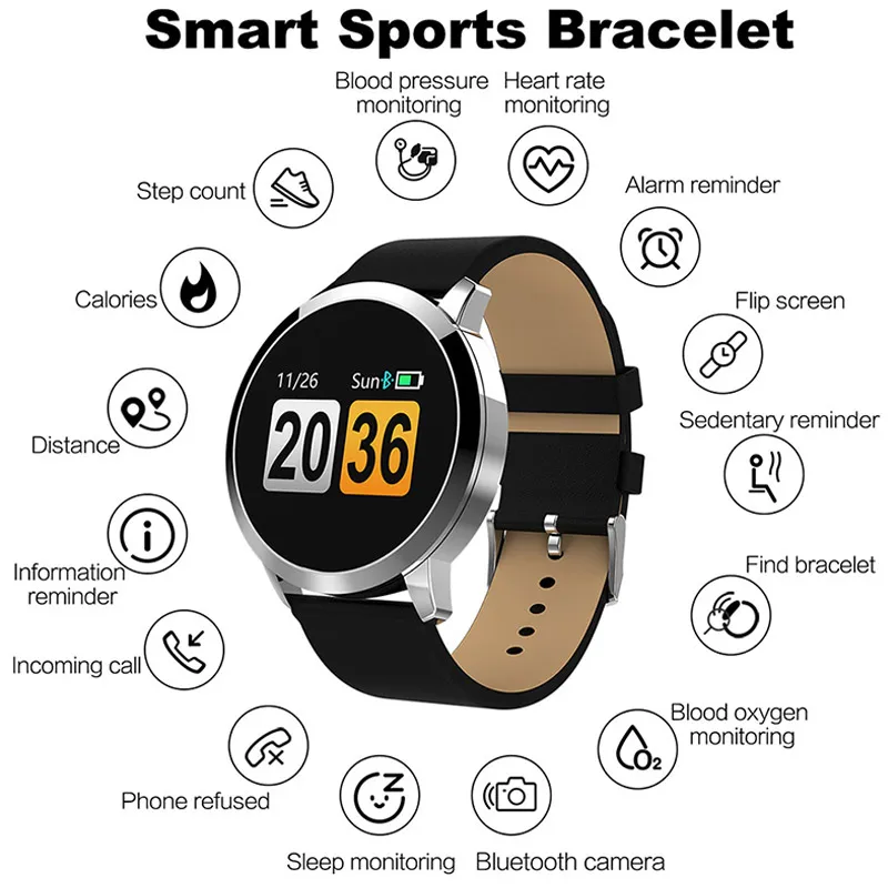 

Smartwatch for Android iOS Heart Rate Monitor Smart Watch Blood Pressure Tracker IP67 Sport Watches Men Women Fitness Wristband