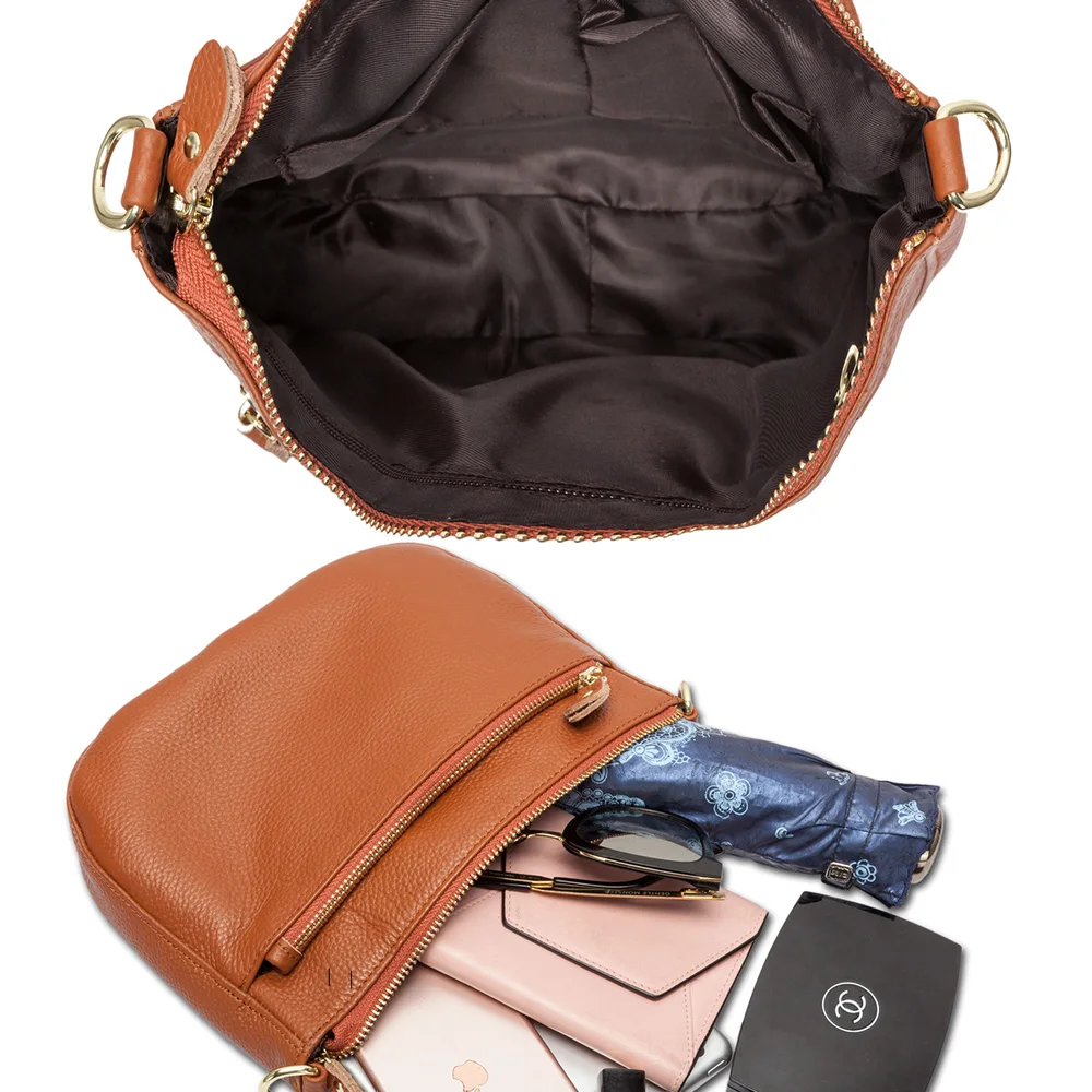 Zency натуральная кожа коричневая сумка модная женская сумка через плечо маленькая сумка с клапаном простая дамская сумка через плечо сумка-мессенджер