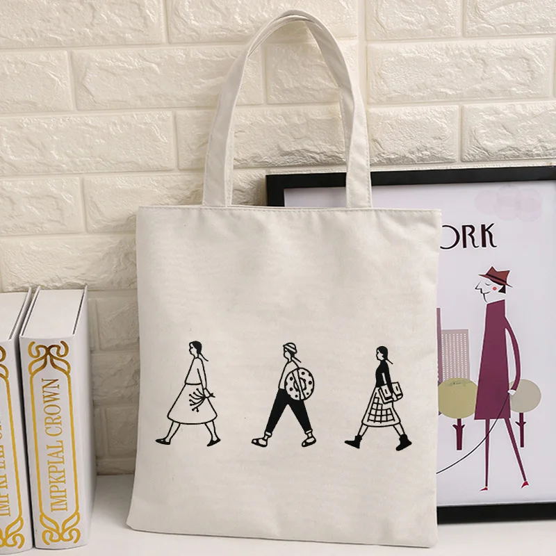 

Student Canvas Bags Handbag Tote Bag School Shoulder Bags Eco Travel Women Folding Shopping Eco Reusable Foldable Bag