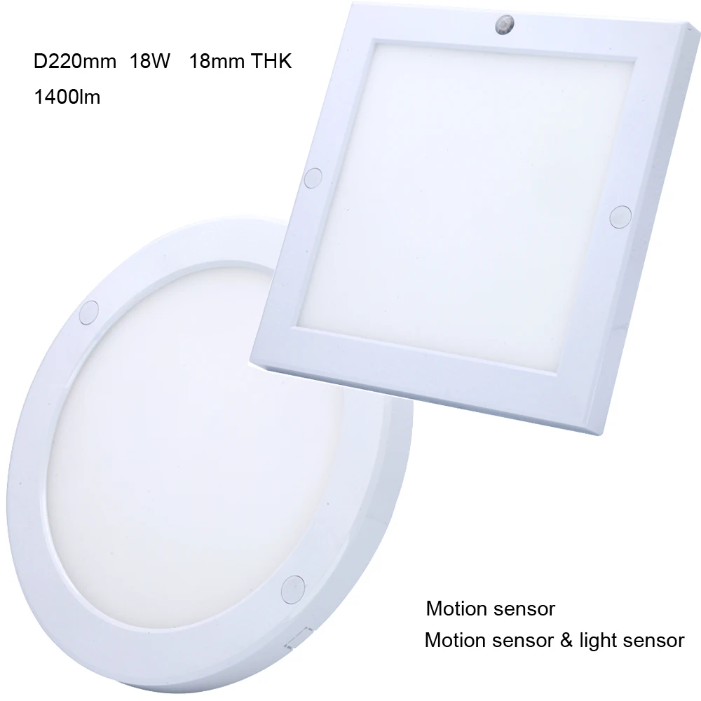 200 240v 18w Motion Sensor Light Sensor Ceiling Led Slim Round