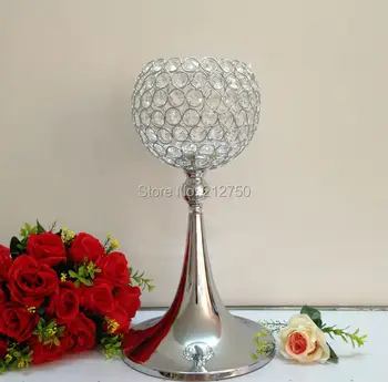 

Express free shipping 18inch height 8inch diameter crystal wedding table centerpieces home hotel candle holders